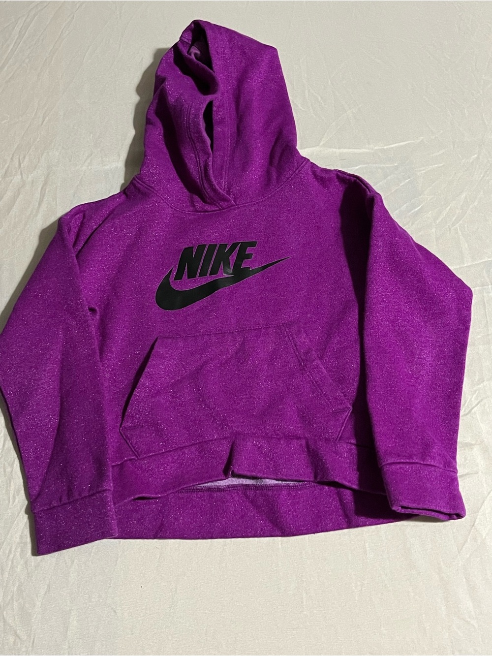 Nike Kids Hooded Sweatshirt in Vibrant Purple with Black Logo Girls Size 6X
